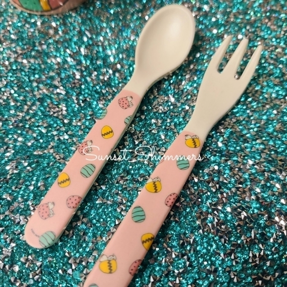 4 New Peanuts Snoopy & Woodstock Kids Easter Egg Dinner Plate Bowl Cup Utensils - Picture 7 of 12